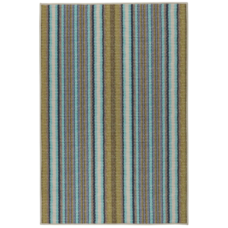 Dash and Albert Rugs Treehouse Stripe Green Machine Washable Rug